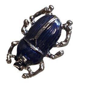 Beetle Bug Jewelry Pin Brooch Silver and Blue Color Metal Accessory Womens